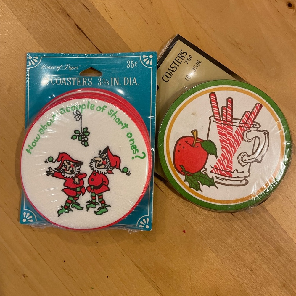 Vintage Christmas Coasters Set (2 packs)